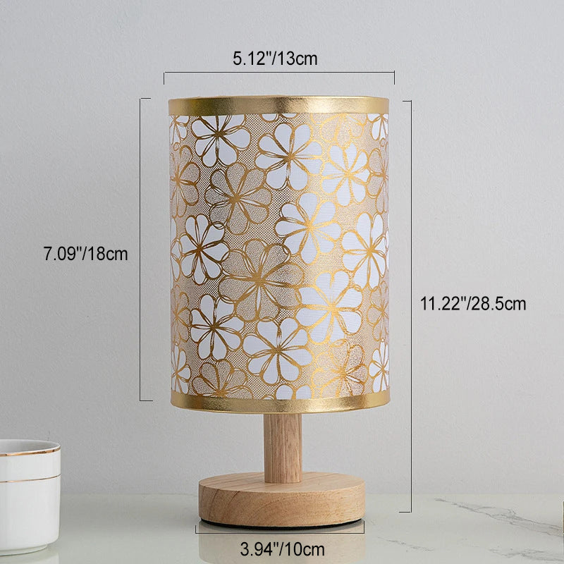 Contemporary Nordic Solid Wood Fabric LED Table Lamp for Bedroom
