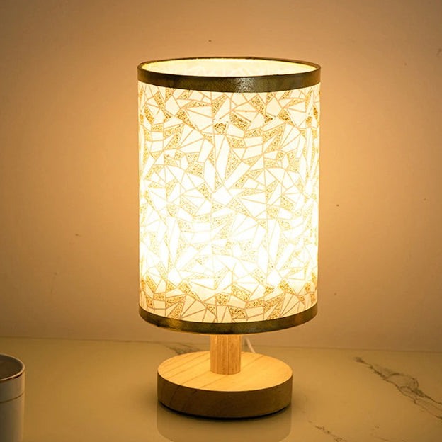 Contemporary Nordic Solid Wood Fabric LED Table Lamp for Bedroom