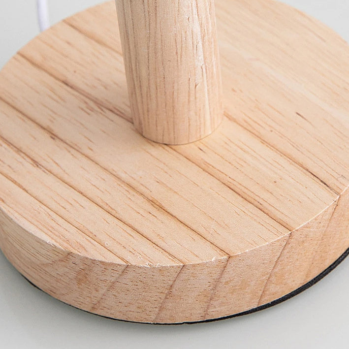 Contemporary Nordic Solid Wood Fabric LED Table Lamp for Bedroom