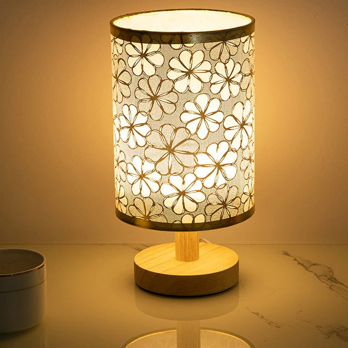 Contemporary Nordic Solid Wood Fabric LED Table Lamp for Bedroom