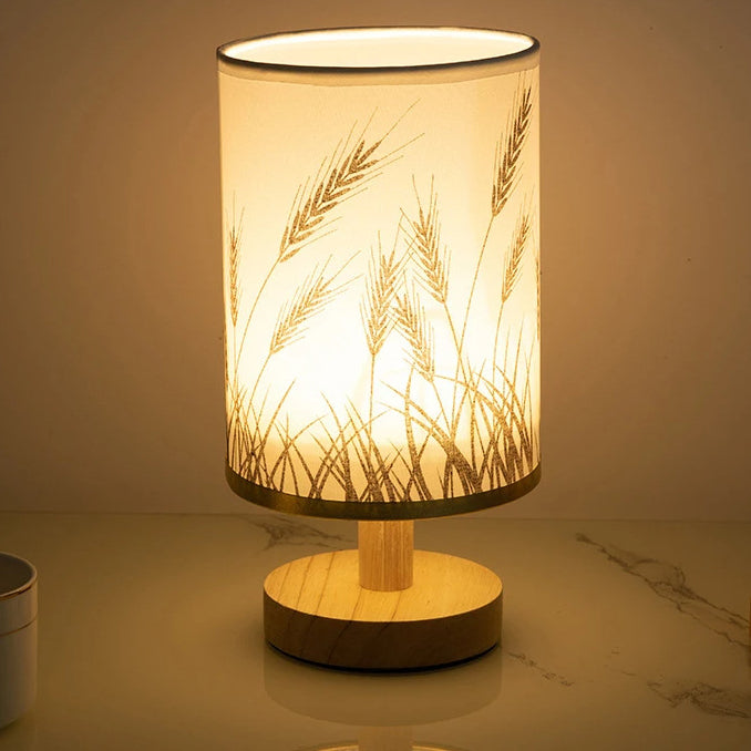 Contemporary Nordic Solid Wood Fabric LED Table Lamp for Bedroom