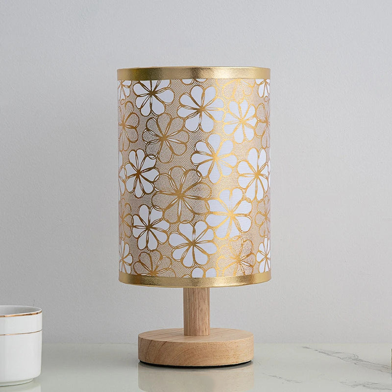Contemporary Nordic Solid Wood Fabric LED Table Lamp for Bedroom