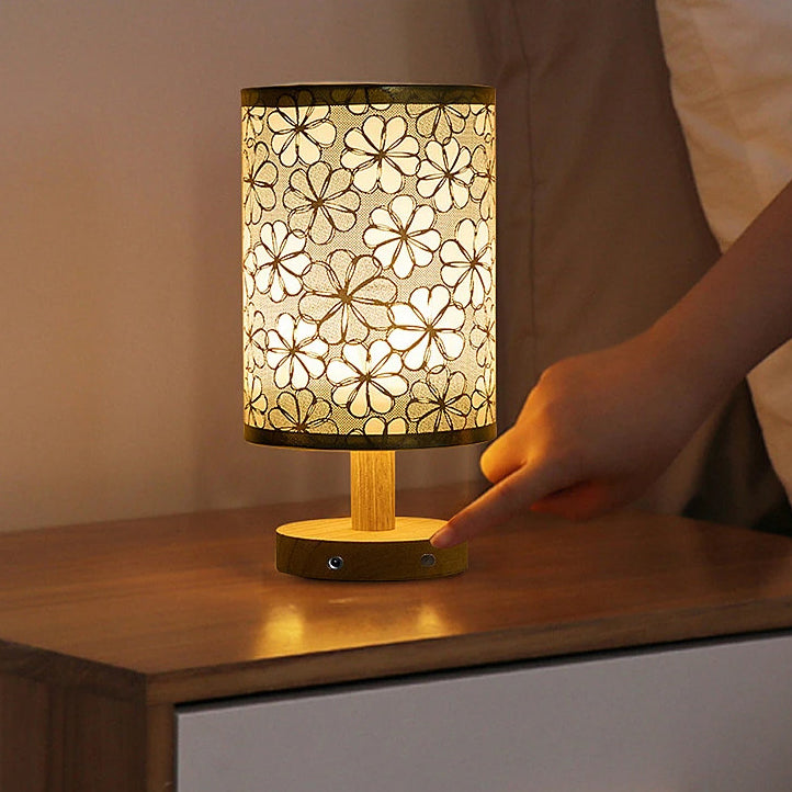 Contemporary Nordic Solid Wood Fabric LED Table Lamp for Bedroom