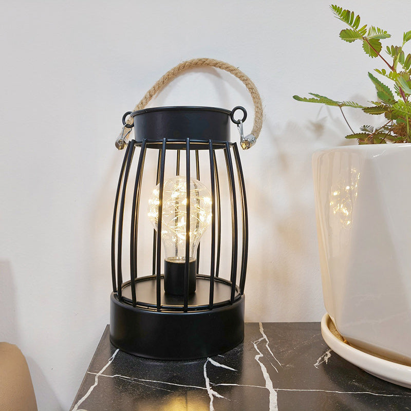 Modern Minimalist Vertical Stripe Square Round Iron LED Table Lamp for Living Room