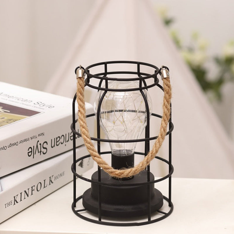 Modern Minimalist Vertical Stripe Square Round Iron LED Table Lamp for Living Room