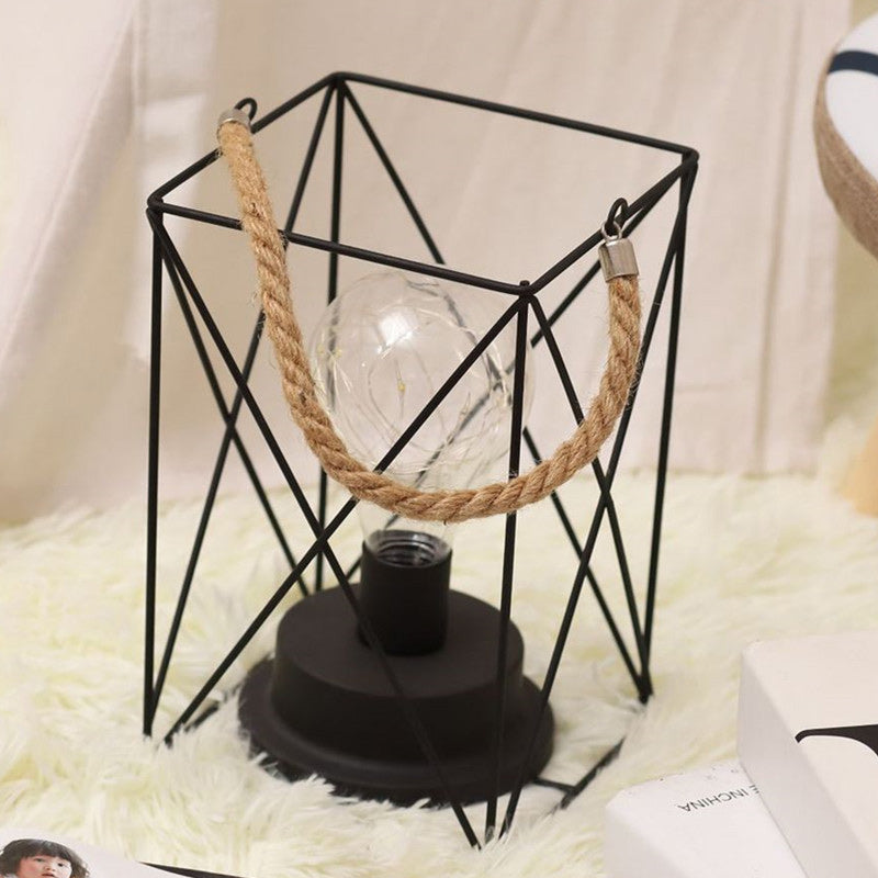 Modern Minimalist Vertical Stripe Square Round Iron LED Table Lamp for Living Room