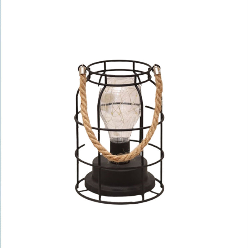 Modern Minimalist Vertical Stripe Square Round Iron LED Table Lamp for Living Room