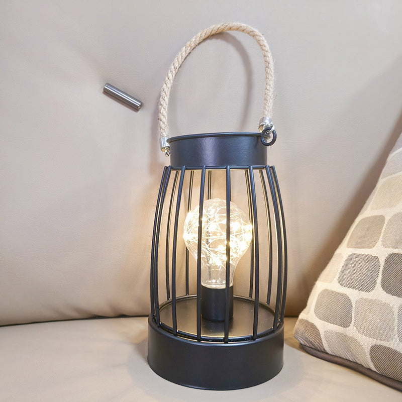 Modern Minimalist Vertical Stripe Square Round Iron LED Table Lamp for Living Room