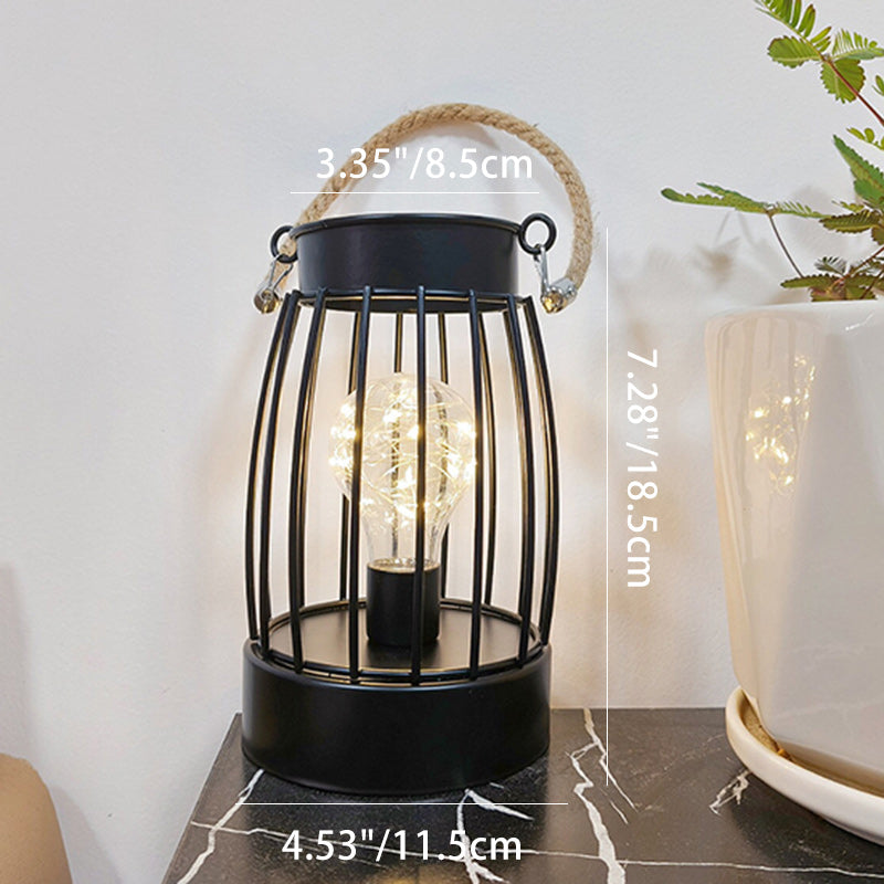 Modern Minimalist Vertical Stripe Square Round Iron LED Table Lamp for Living Room