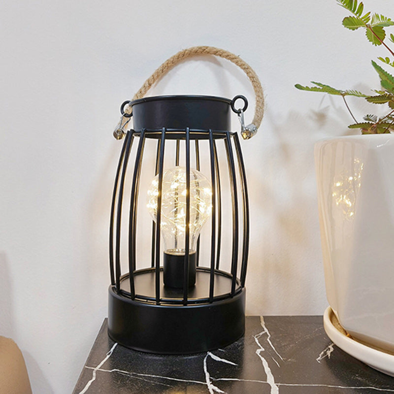 Modern Minimalist Vertical Stripe Square Round Iron LED Table Lamp for Living Room
