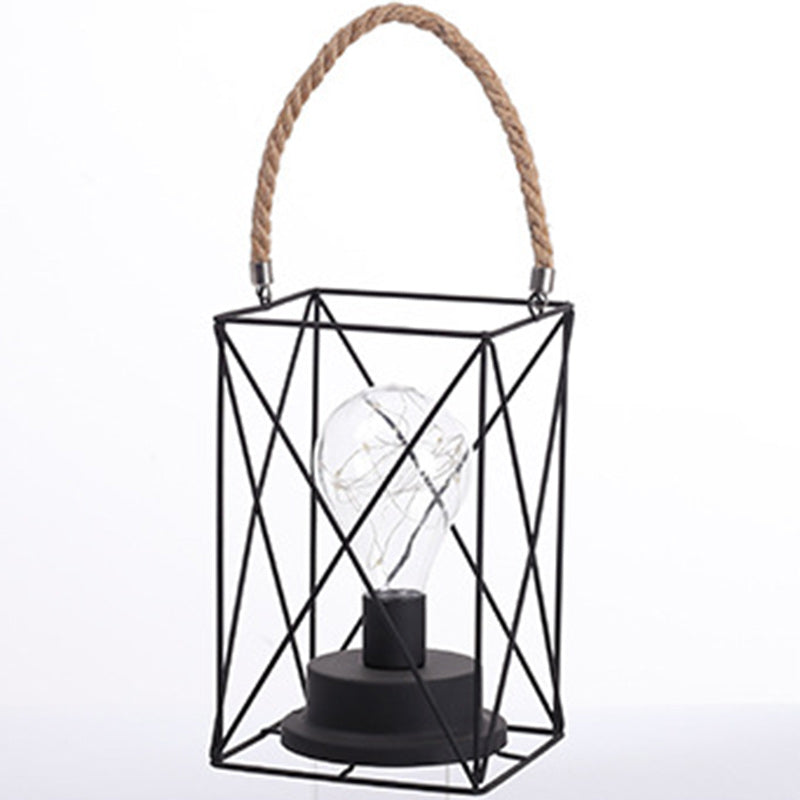 Modern Minimalist Vertical Stripe Square Round Iron LED Table Lamp for Living Room