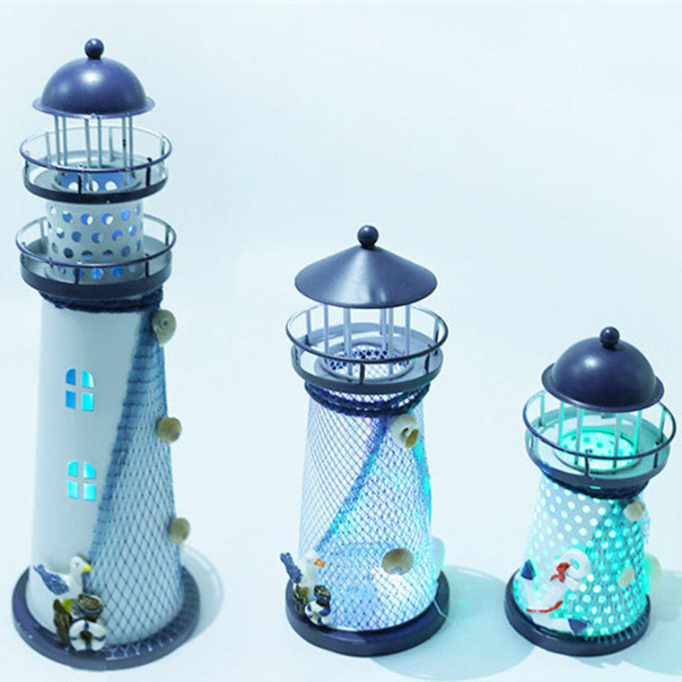 Moderne Art Deco Lighthouse Shape Round Iron LED Table Lamp