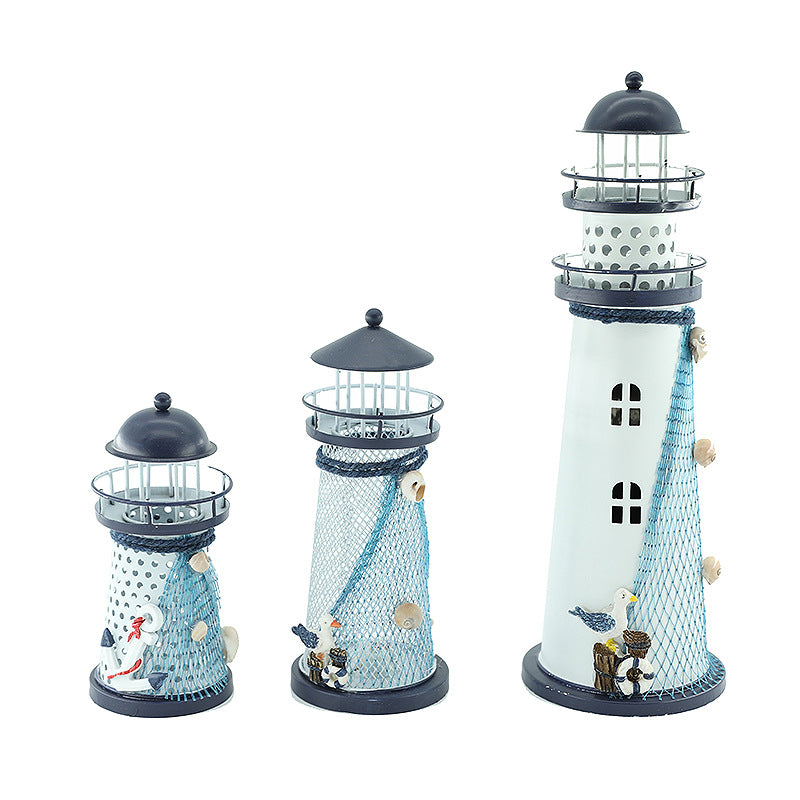 Moderne Art Deco Lighthouse Shape Round Iron LED Table Lamp