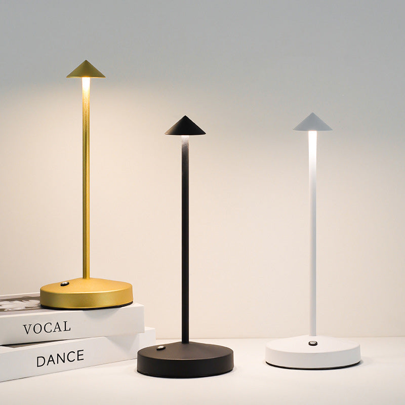 Modern Simplicity Triangle Cone Round Acrylic Cylinder Iron LED Table Lamp for Living Room