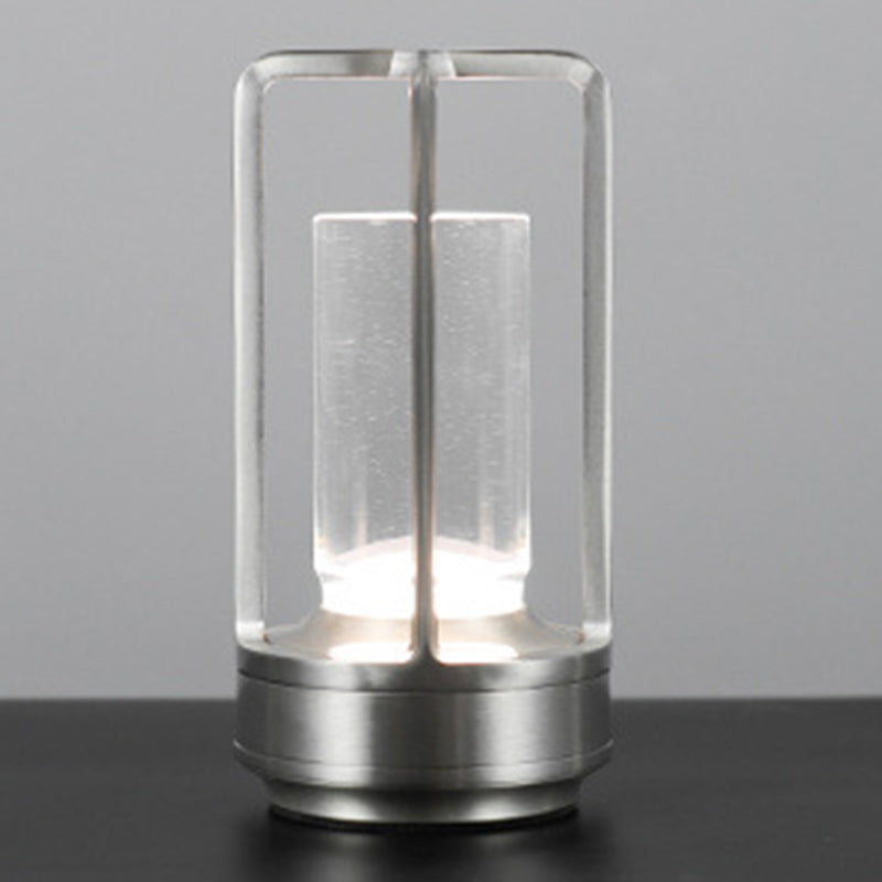 Modern Minimalist Round Right Angle Acrylic Iron LED Table Lamp for Living Room