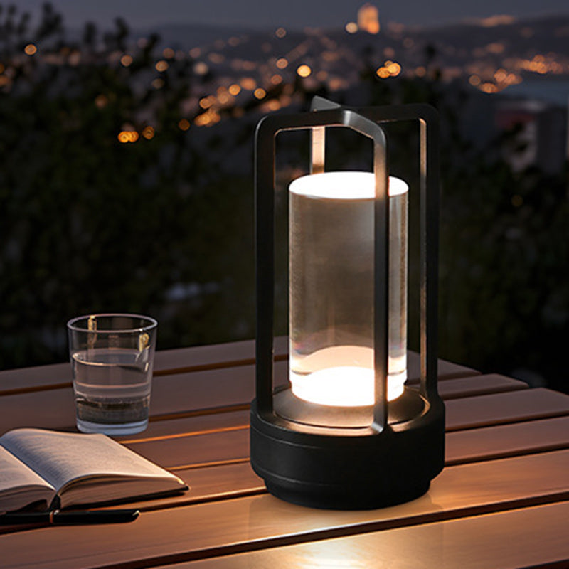 Modern Minimalist Round Right Angle Acrylic Iron LED Table Lamp for Living Room