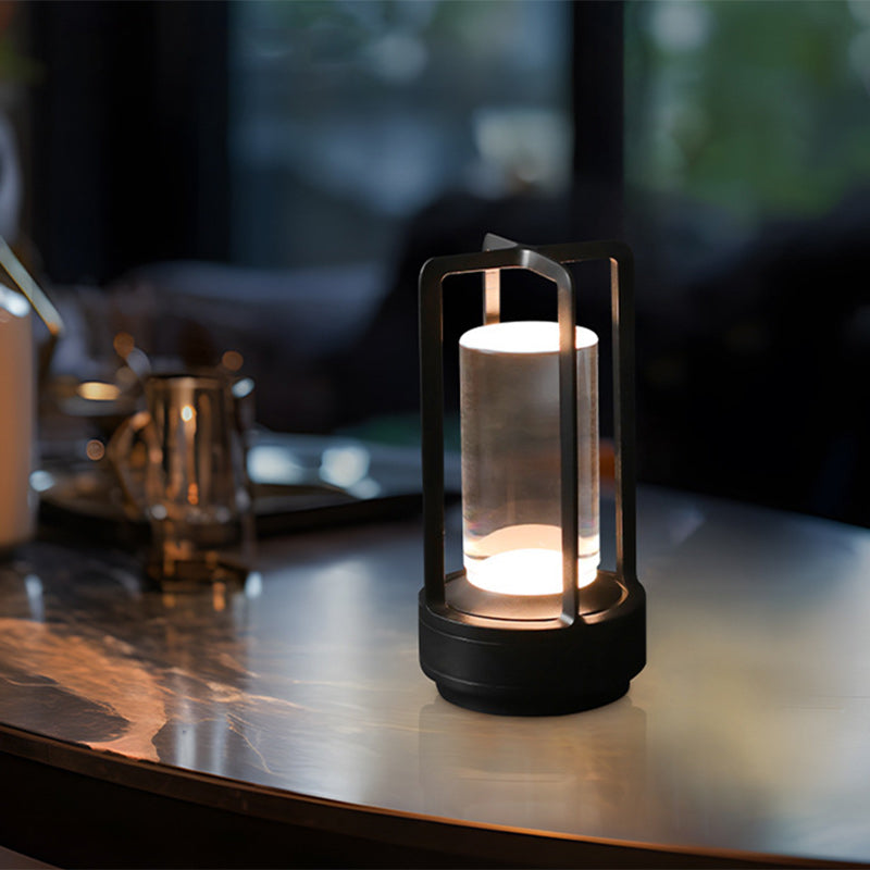 Modern Minimalist Round Right Angle Acrylic Iron LED Table Lamp for Living Room
