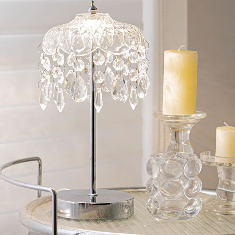 Modern Luxury Pendant Branch Round Crystal Iron 1-Light Table Lamp for Bedroom