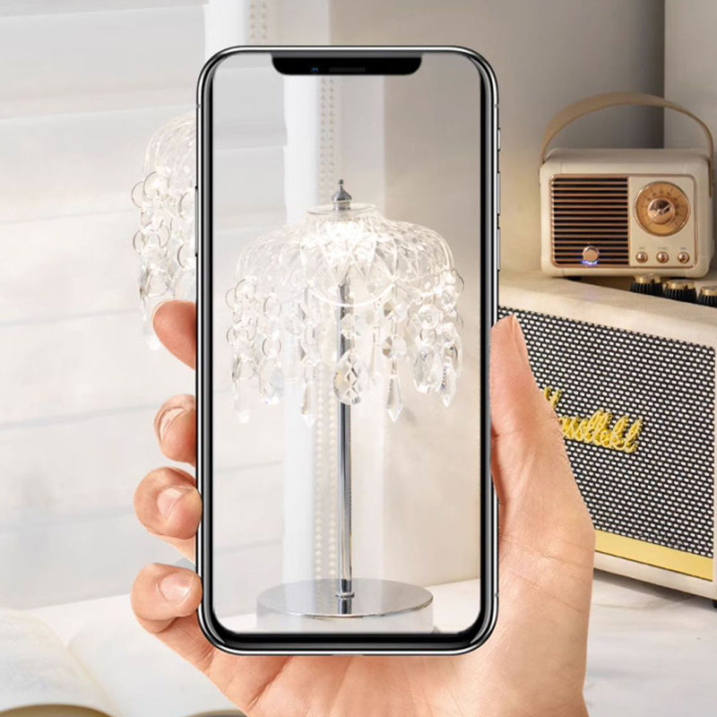 Modern Luxury Pendant Branch Round Crystal Iron 1-Light Table Lamp for Bedroom