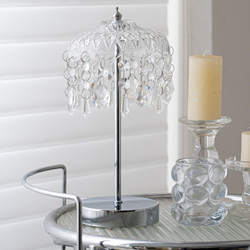 Modern Luxury Pendant Branch Round Crystal Iron 1-Light Table Lamp for Bedroom