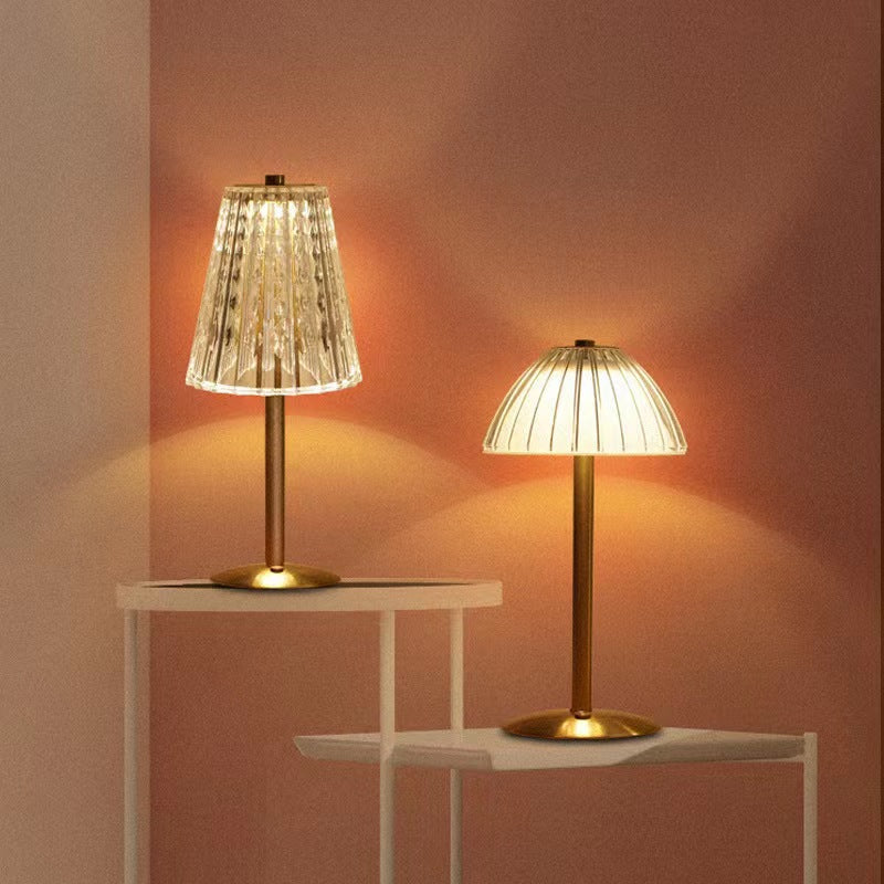Modern Minimalist Round Semi-Cone PC Iron LED Table Lamp for Living Room