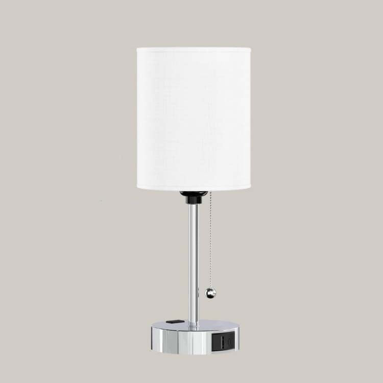 Modern Simplicity Fabric Iron Cylinder USB Rechargeable 1-Light Table Lamp for Bedside