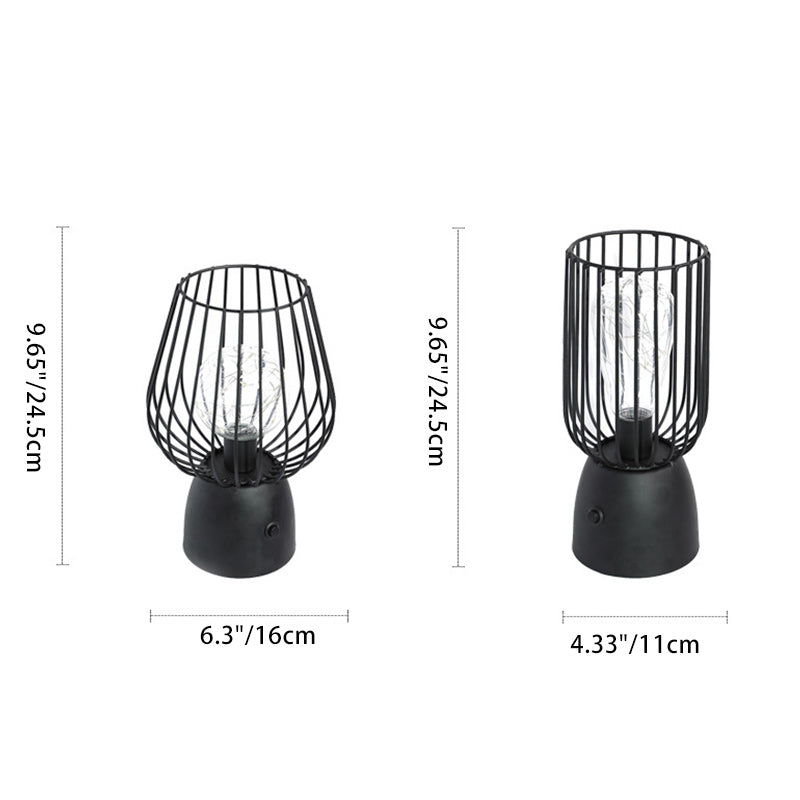 Contemporary Nordic Iron Copper Wire Cylinder Cage Battery LED Table Lamp for Bedside