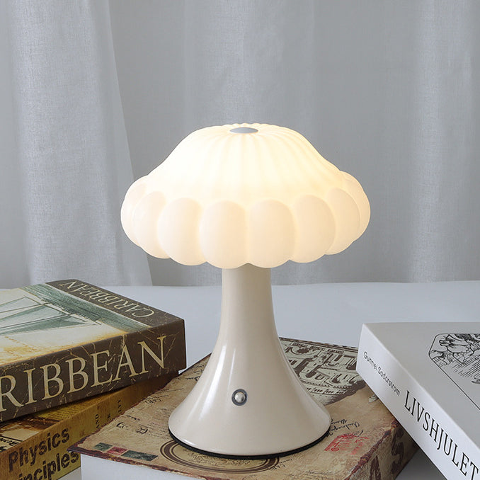 Contemporary Nordic Rechargeable Iron Acrylic Mushroom LED Table Lamp Night Light for Bedside