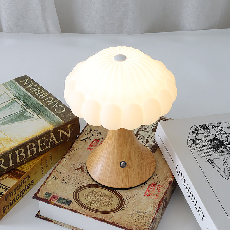 Contemporary Nordic Rechargeable Iron Acrylic Mushroom LED Table Lamp Night Light for Bedside