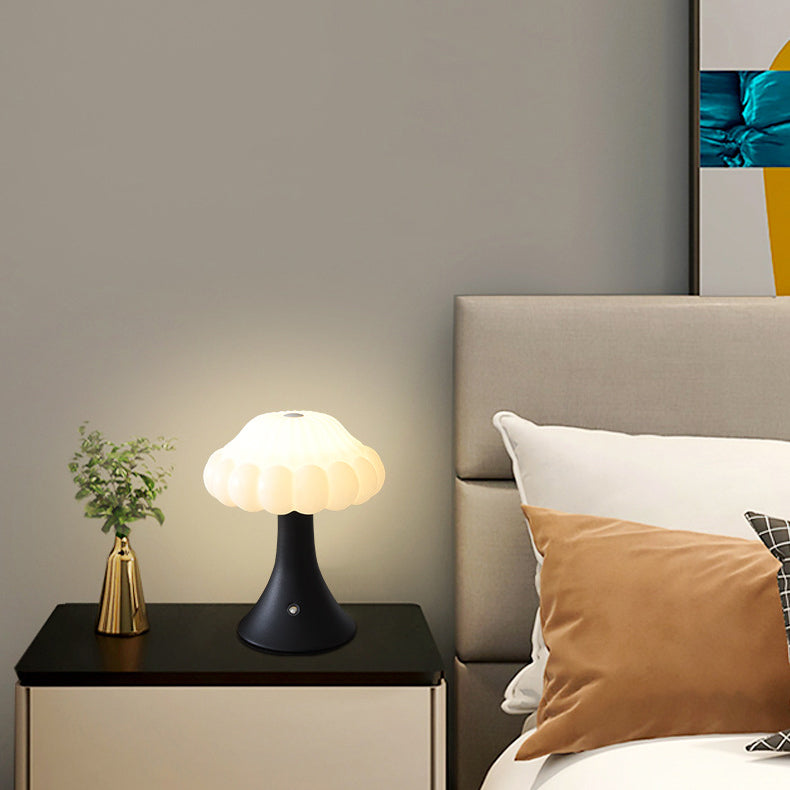 Contemporary Nordic Rechargeable Iron Acrylic Mushroom LED Table Lamp Night Light for Bedside