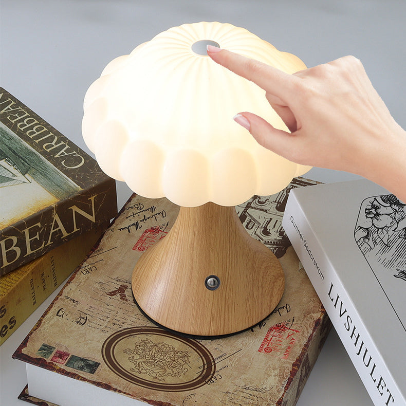 Contemporary Nordic Rechargeable Iron Acrylic Mushroom LED Table Lamp Night Light for Bedside