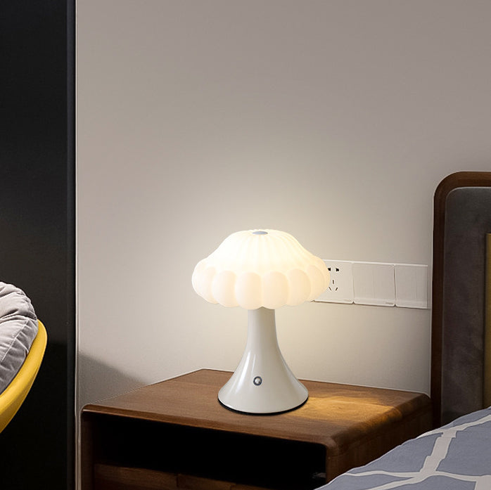 Contemporary Nordic Rechargeable Iron Acrylic Mushroom LED Table Lamp Night Light for Bedside