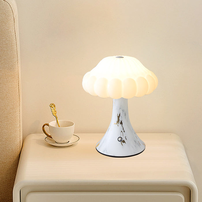 Contemporary Nordic Rechargeable Iron Acrylic Mushroom LED Table Lamp Night Light for Bedside
