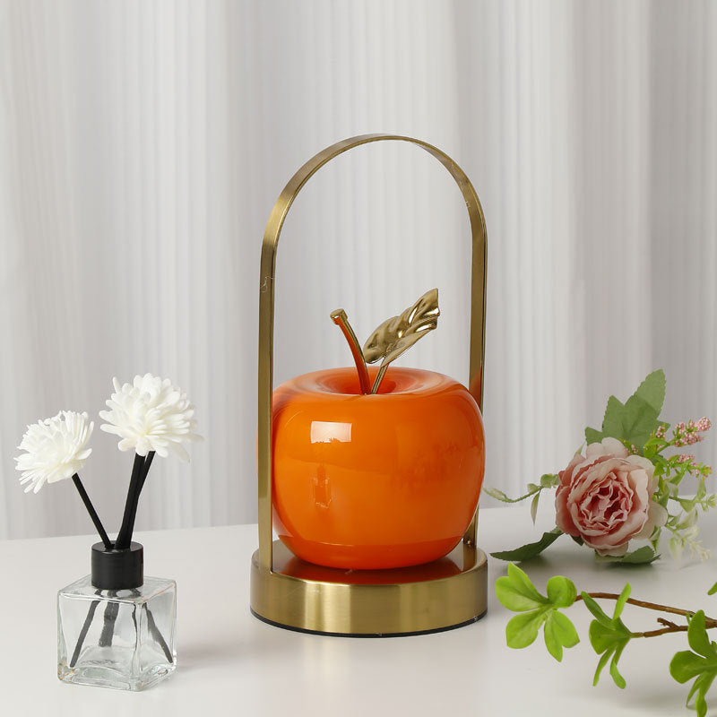 Contemporary Creative Rechargeable Iron-Glass Apple LED Table Lamp Night Light for Bedside