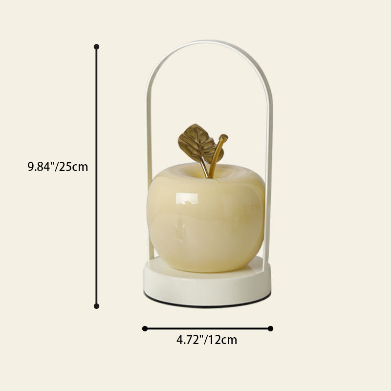 Contemporary Creative Rechargeable Iron-Glass Apple LED Table Lamp Night Light for Bedside