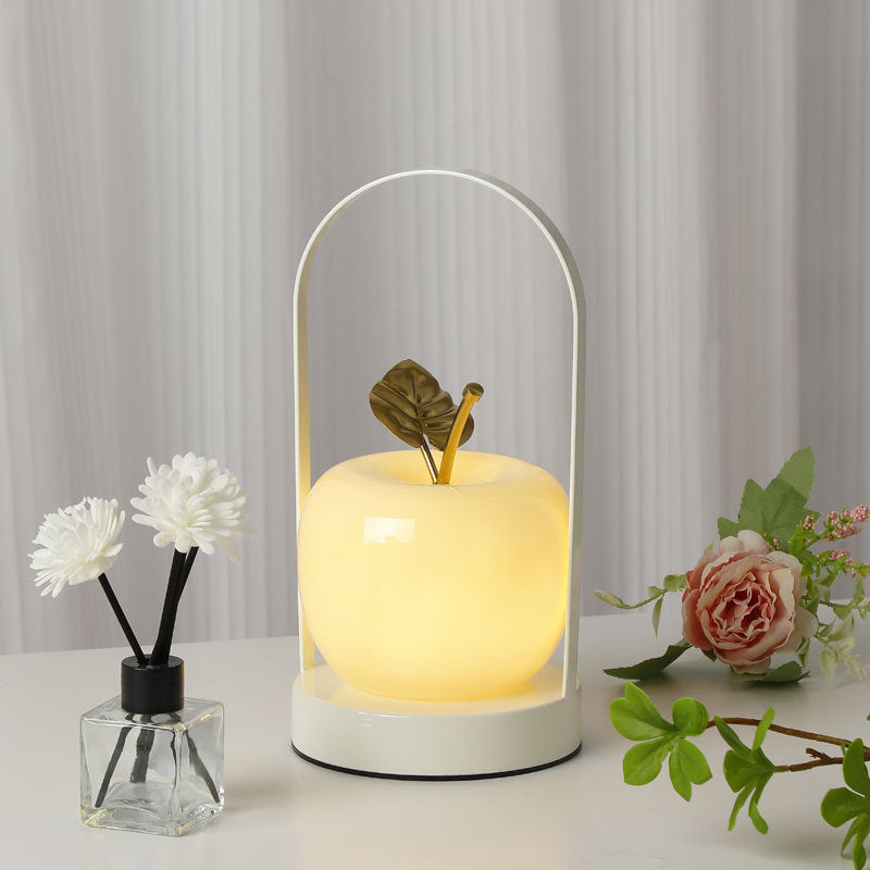 Contemporary Creative Rechargeable Iron-Glass Apple LED Table Lamp Night Light for Bedside