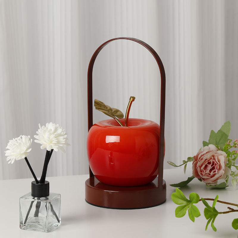 Contemporary Creative Rechargeable Iron-Glass Apple LED Table Lamp Night Light for Bedside