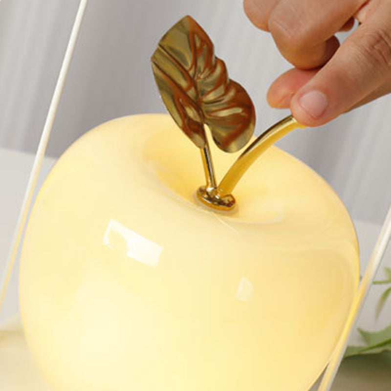 Contemporary Creative Rechargeable Iron-Glass Apple LED Table Lamp Night Light for Bedside