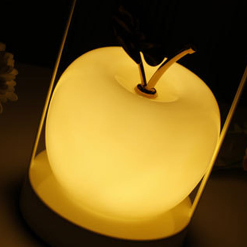 Contemporary Creative Rechargeable Iron-Glass Apple LED Table Lamp Night Light for Bedside