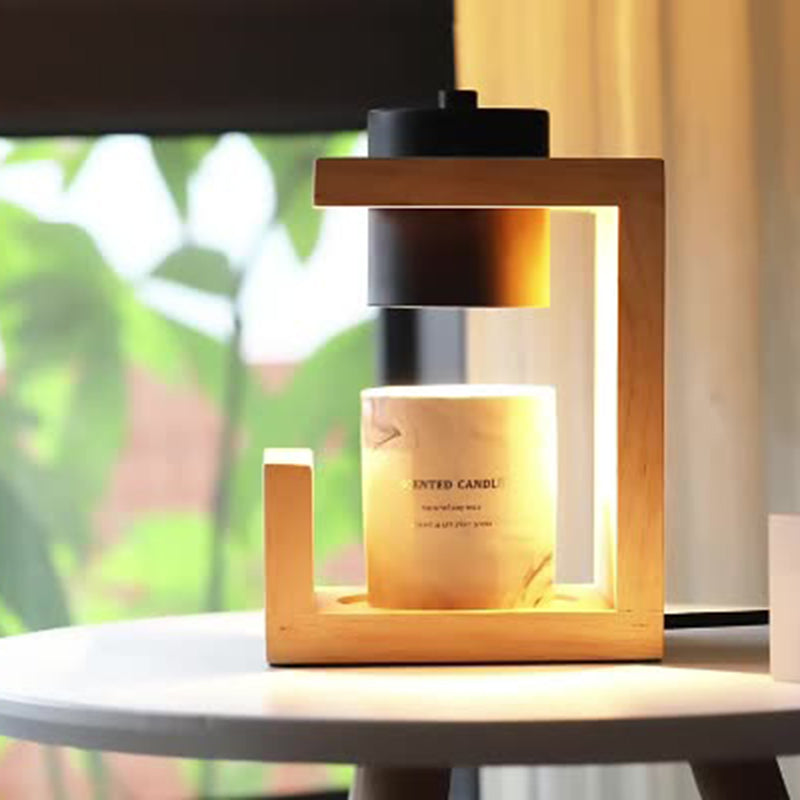 Traditional Farmhouse Metal Rubber Geometric Cylinder 1-Lamp Melting Wax Table Lamp for Bedroom