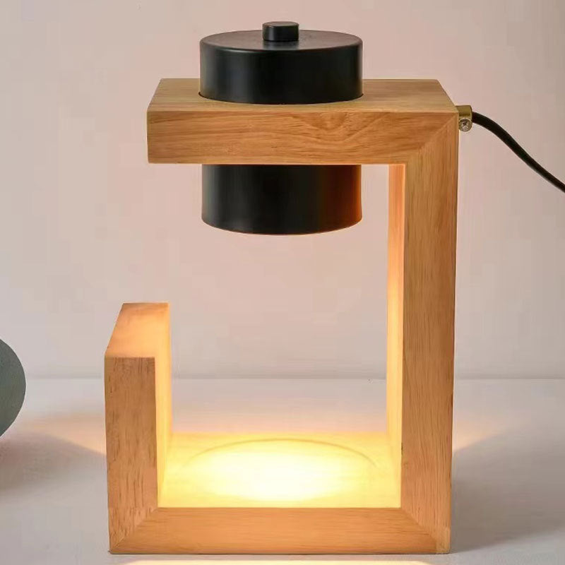 Traditional Farmhouse Metal Rubber Geometric Cylinder 1-Lamp Melting Wax Table Lamp for Bedroom