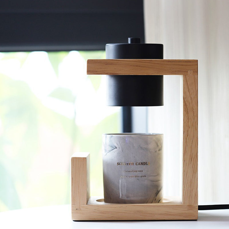 Traditional Farmhouse Metal Rubber Geometric Cylinder 1-Lamp Melting Wax Table Lamp for Bedroom