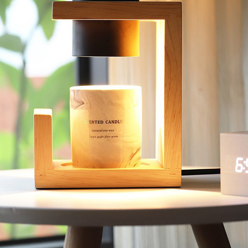 Traditional Farmhouse Metal Rubber Geometric Cylinder 1-Lamp Melting Wax Table Lamp for Bedroom