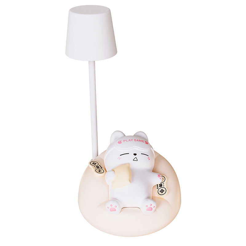 Contemporary Rechargeable ABS PVC Sleeping Cat LED Table Lamp Night Light