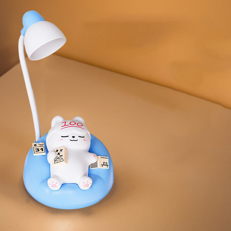 Contemporary Rechargeable ABS PVC Sleeping Cat LED Table Lamp Night Light