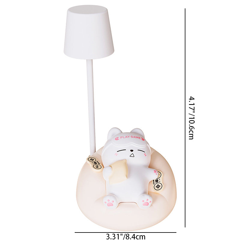 Contemporary Rechargeable ABS PVC Sleeping Cat LED Table Lamp Night Light