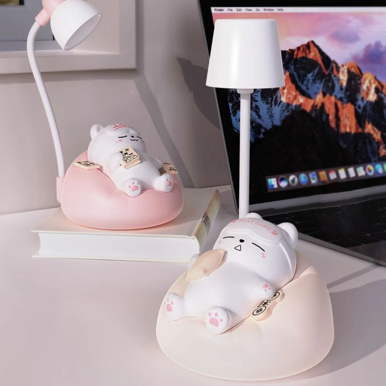 Contemporary Rechargeable ABS PVC Sleeping Cat LED Table Lamp Night Light