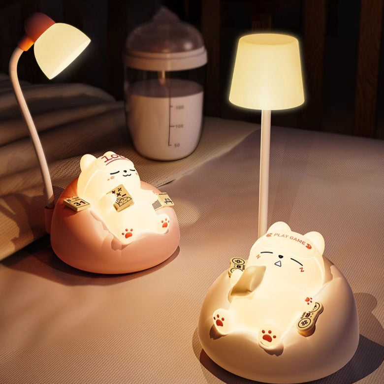 Contemporary Rechargeable ABS PVC Sleeping Cat LED Table Lamp Night Light