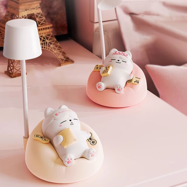 Contemporary Rechargeable ABS PVC Sleeping Cat LED Table Lamp Night Light