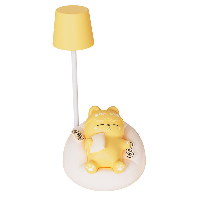 Contemporary Rechargeable ABS PVC Sleeping Cat LED Table Lamp Night Light